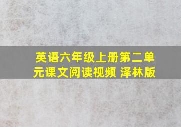 英语六年级上册第二单元课文阅读视频 泽林版